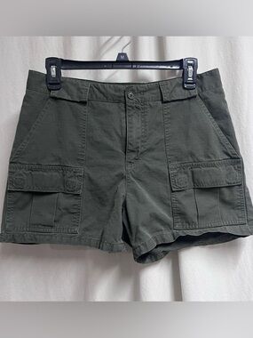 Gap Shorts Womens Sz 8 Olive Green Cargo Ripstop Utility Pocket Cotton Hiking